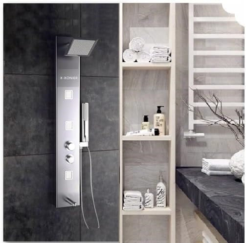 SUS 304 Stainless Steel Thermostatic Shower Panel – Multi-Function Rainfall, Waterfall & Body Jet System (8005)