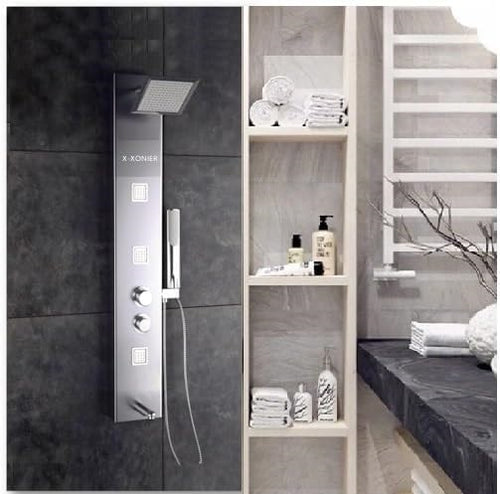 SUS 304 Stainless Steel Thermostatic Shower Panel – Multi-Function Rainfall, Waterfall & Body Jet System (8005)