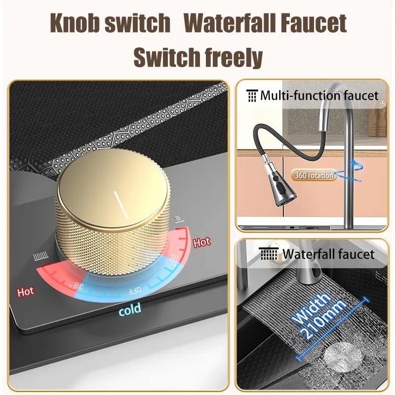 X-XONIER 304 Grade Stainless Steel 6 In 1 Shower panel and All in One Sink Combo Multifunction Handheld Mist Spray Temperature Display MI Silver