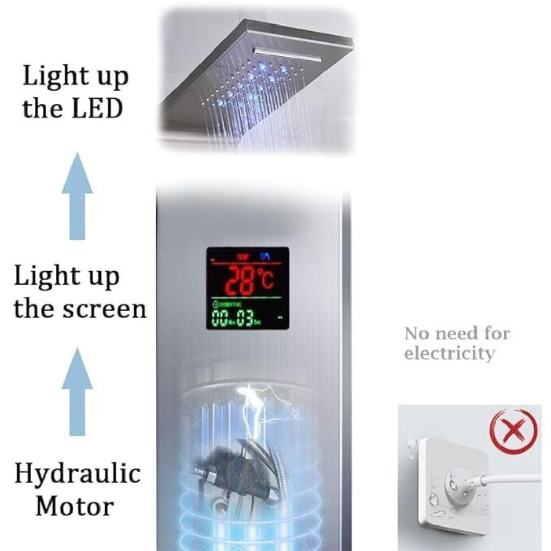 X-Xonier Stainless Steel 304 grade Shower Panel System with Rainfall & more (8001) | 7in1