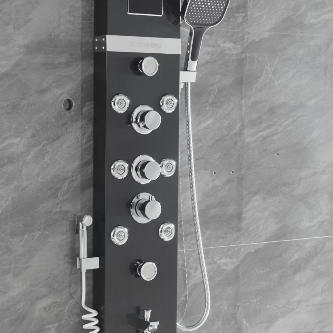 X-Xonier Smart Thermostatic Shower Panel – 8-in-1 Spa System with Rainfall (8004)