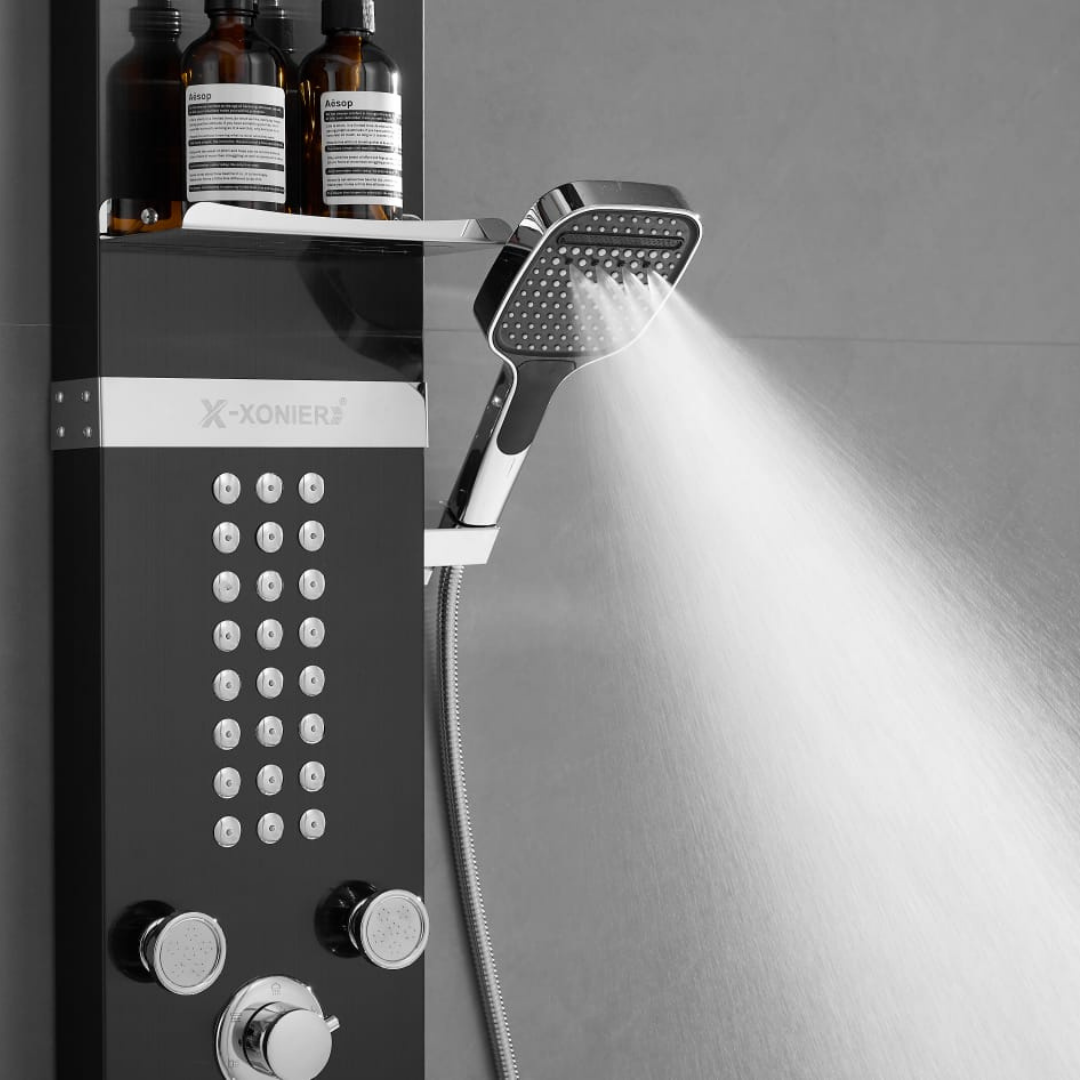 X-Xonier 304 Grade Stainless Steel Shower Panel with 6 modes | Hot & Cold Mixer (9001)