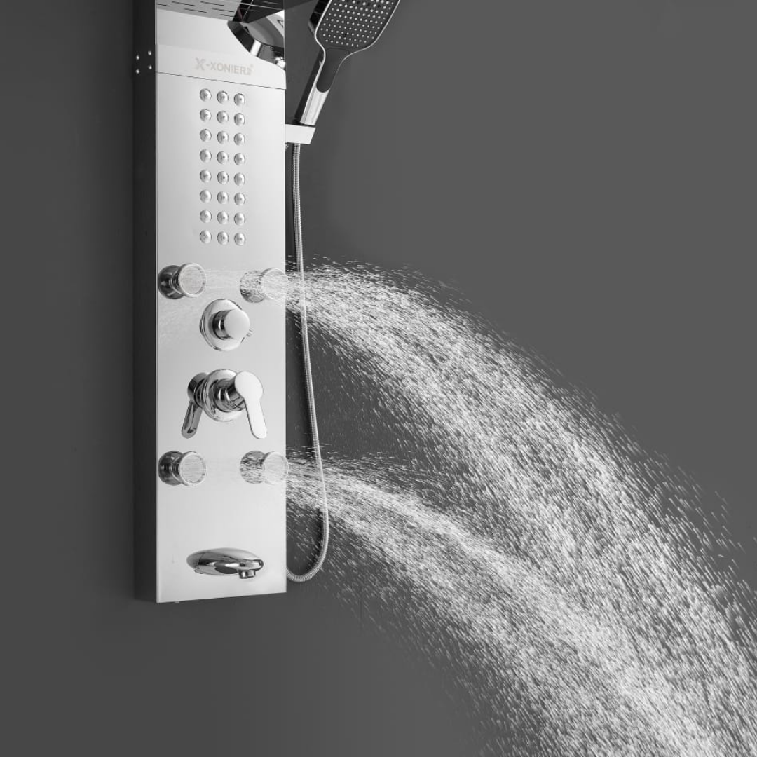 X-Xonier 304 Grade Stainless Steel Shower Panel with 6 modes | Hot & Cold Mixer (9001)