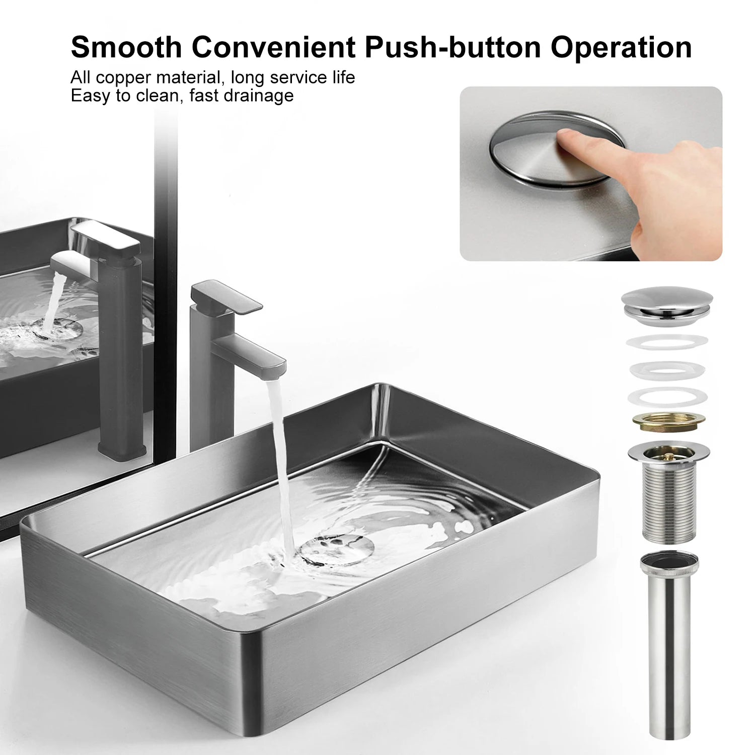 Stainless Steel Wash Basin Countertop Table top Bathroom Sink Washbasin Over Counter for Bathroom Resturent Living room Luxury Matt Black