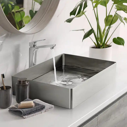 Stainless Steel Wash Basin Countertop Table top Bathroom Sink Washbasin Over Counter for Bathroom Resturent Living room Luxury Matt Black