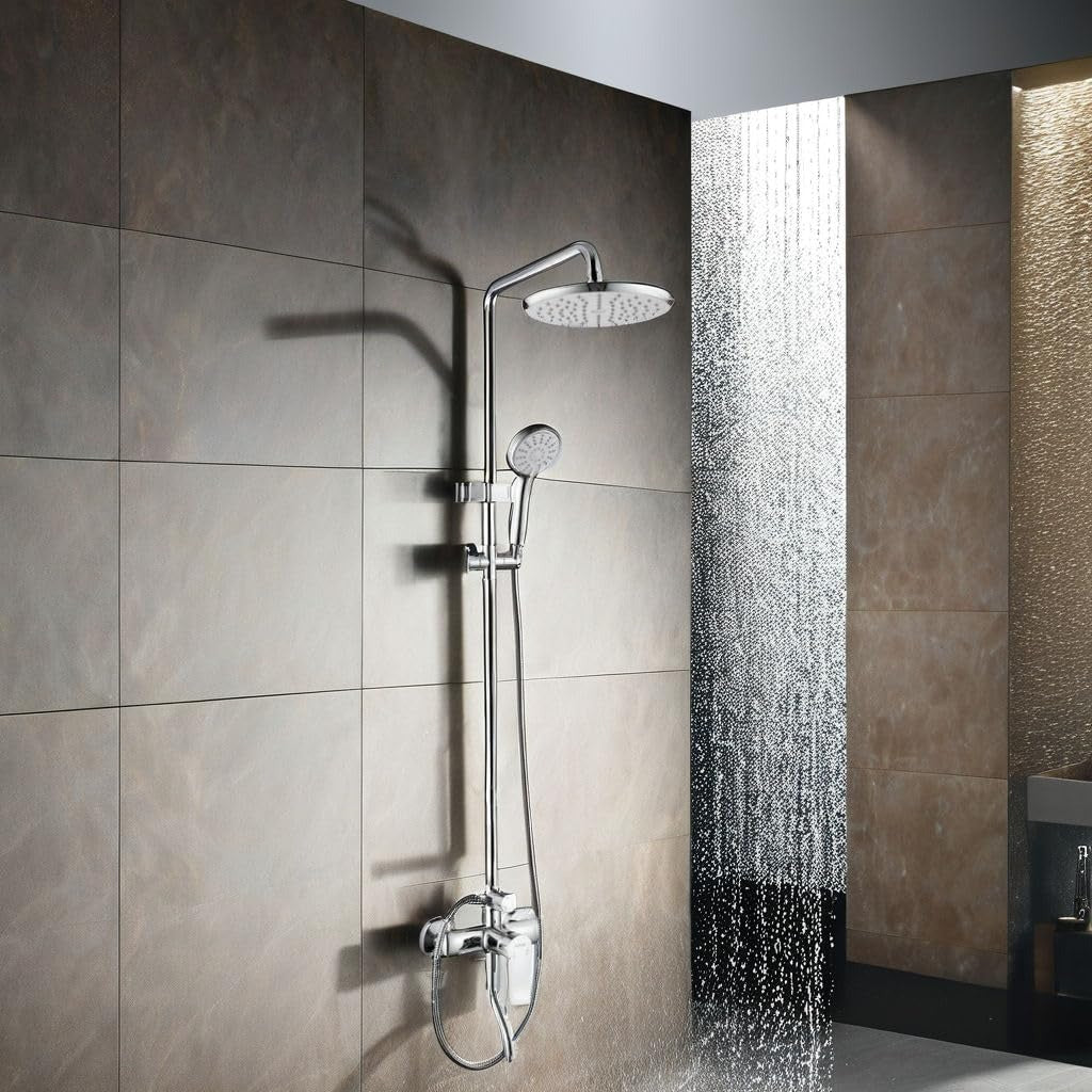 Luxury Shower System, 3-in-1, Dazzling Large Overhead RainFall and 3 Way Multifunction Hand Held shower (8011)