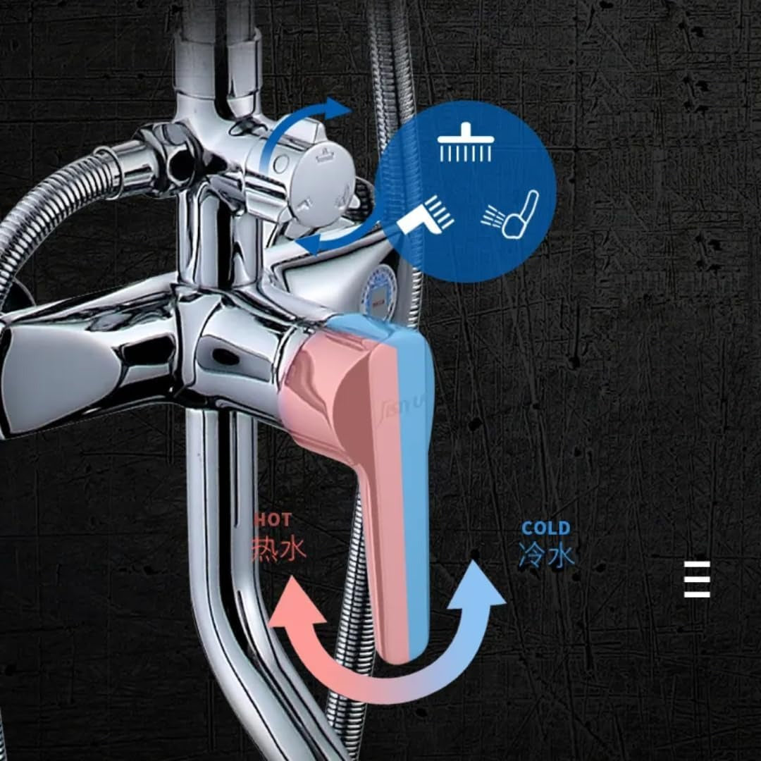 Luxury Shower System, 3-in-1, Dazzling Large Overhead RainFall and 3 Way Multifunction Hand Held shower (8011)