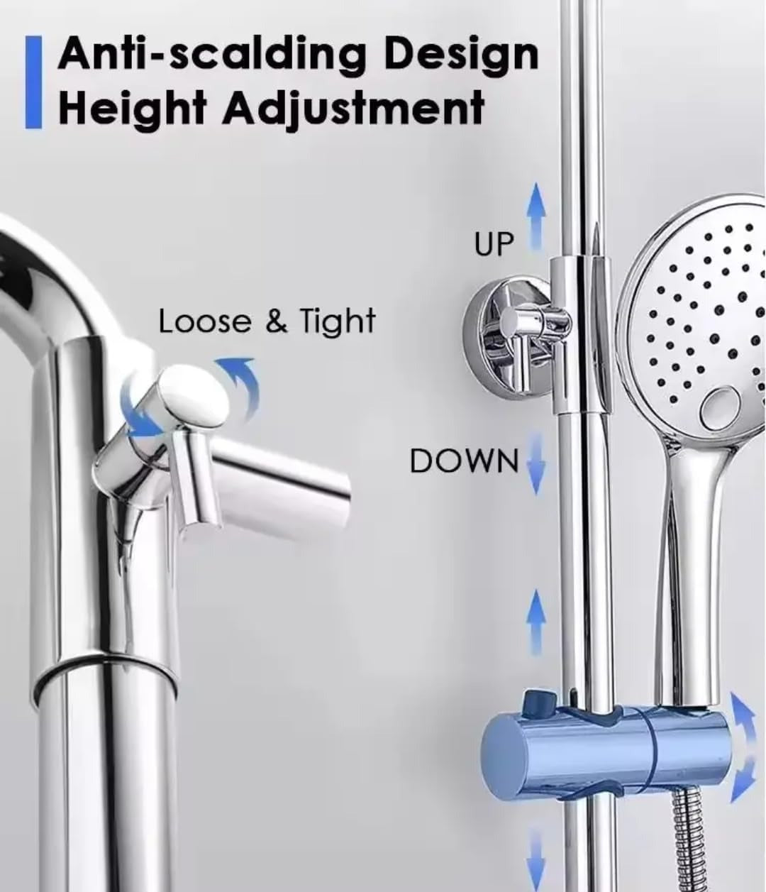 Luxury Shower System, 3-in-1, Dazzling Large Overhead RainFall and 3 Way Multifunction Hand Held shower (8011)