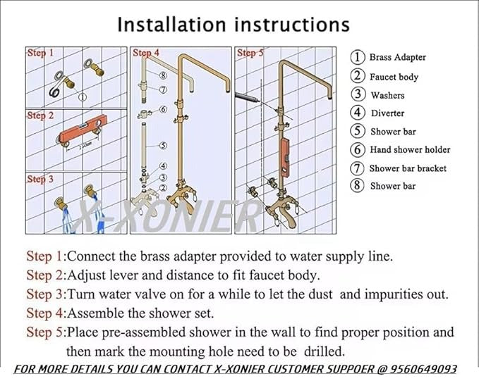 Luxury Shower System, 3-in-1, Dazzling Large Overhead RainFall and 3 Way Multifunction Hand Held shower (8011)