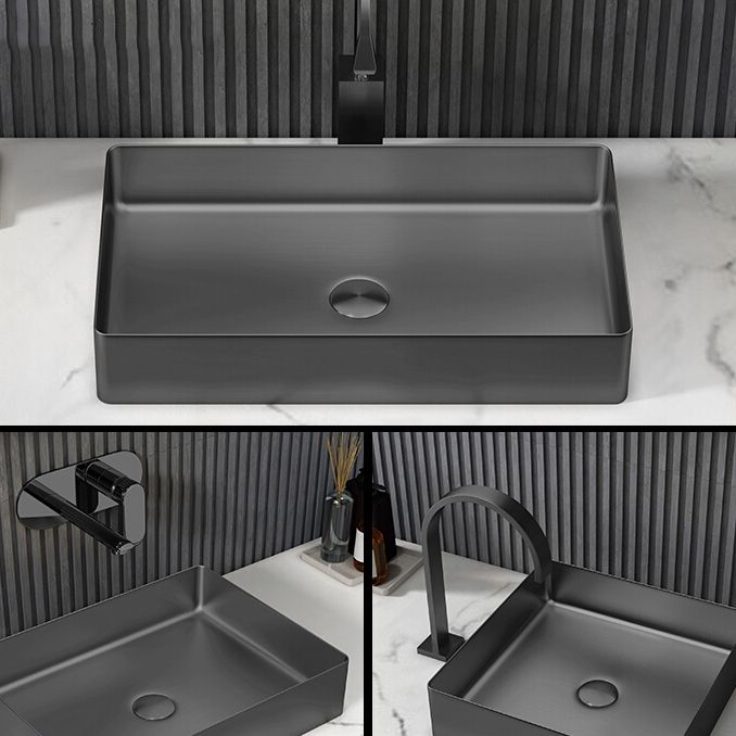 Stainless Steel Wash Basin Countertop Table top Bathroom Sink Washbasin Over Counter for Bathroom Resturent Living room Luxury Matt Black