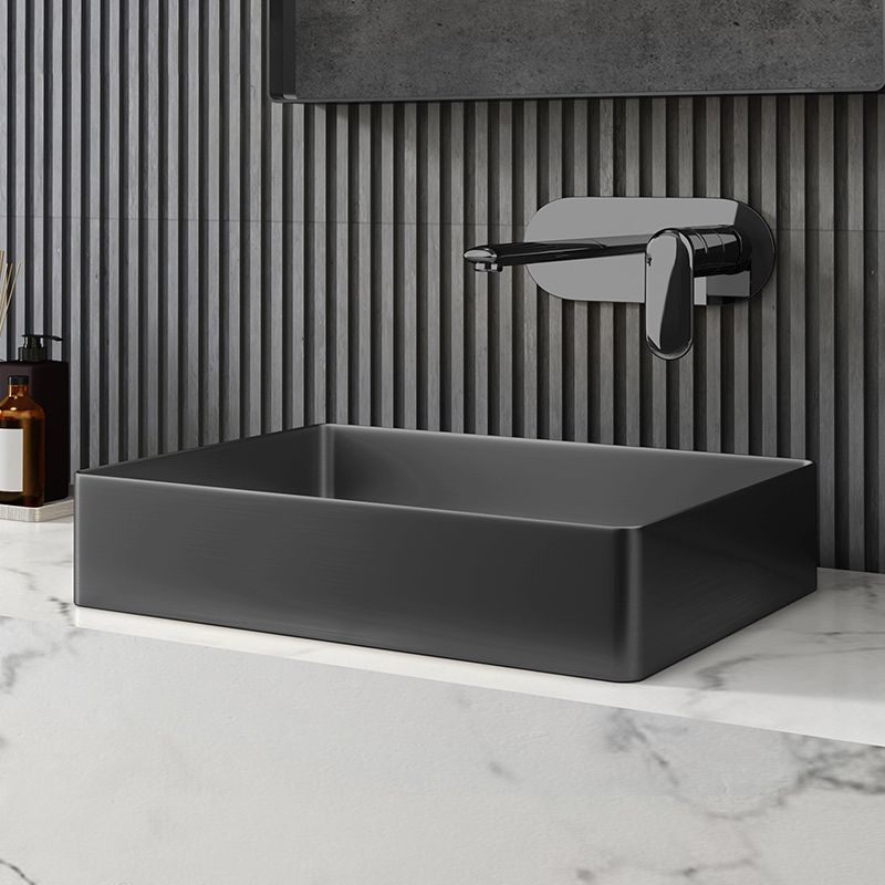 Stainless Steel Wash Basin Countertop Table top Bathroom Sink Washbasin Over Counter for Bathroom Resturent Living room Luxury Matt Black