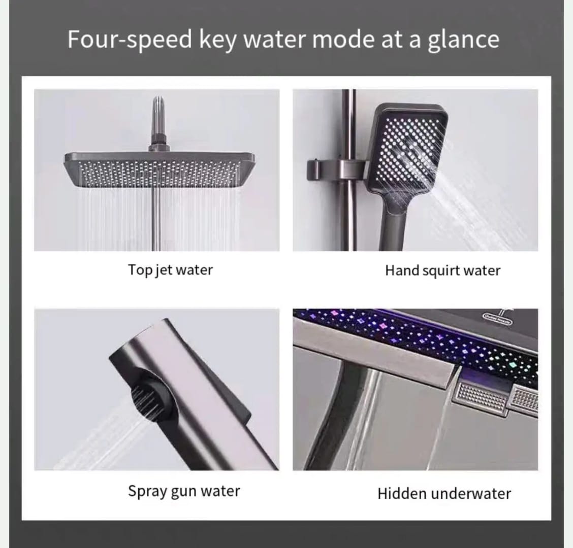 Luxury thermostate Shower System, 4-in-1shower set with Large Overhead+3 Ways Hand Shower, (8909)