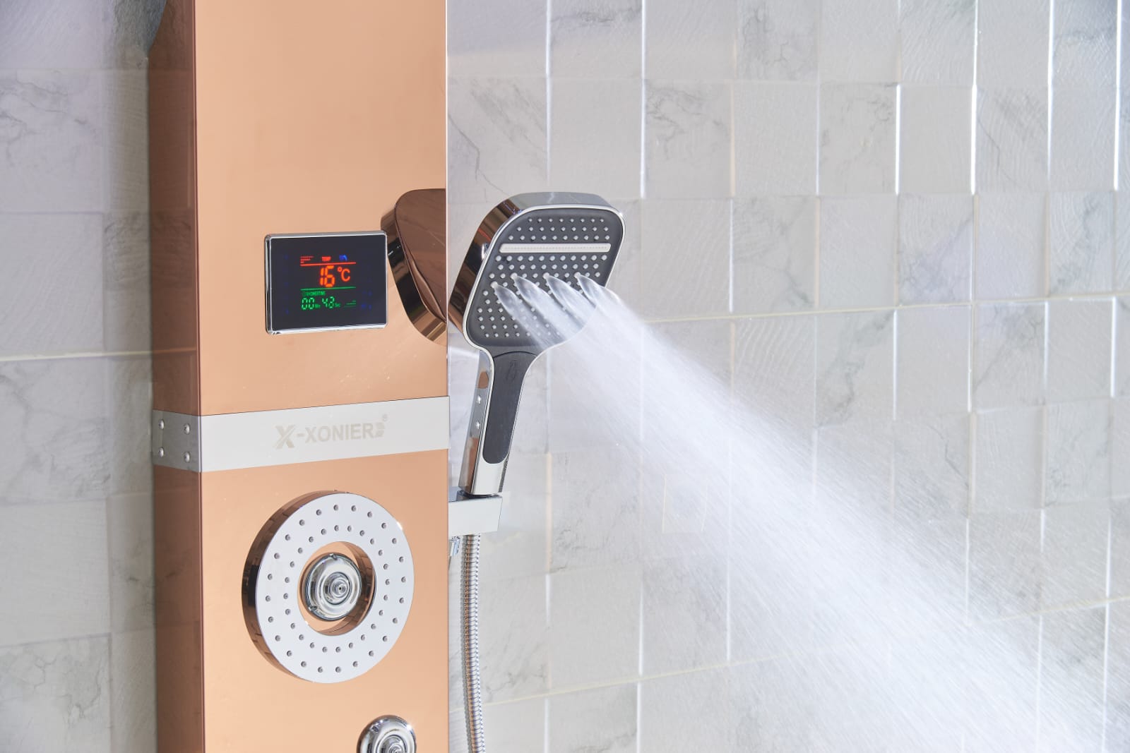 hower Panels For Bathroom 7 in 1 Multifunction With 5 Function Hand Shower, SS304 Grade, Shower System With LED Rainfall Shower (8001)