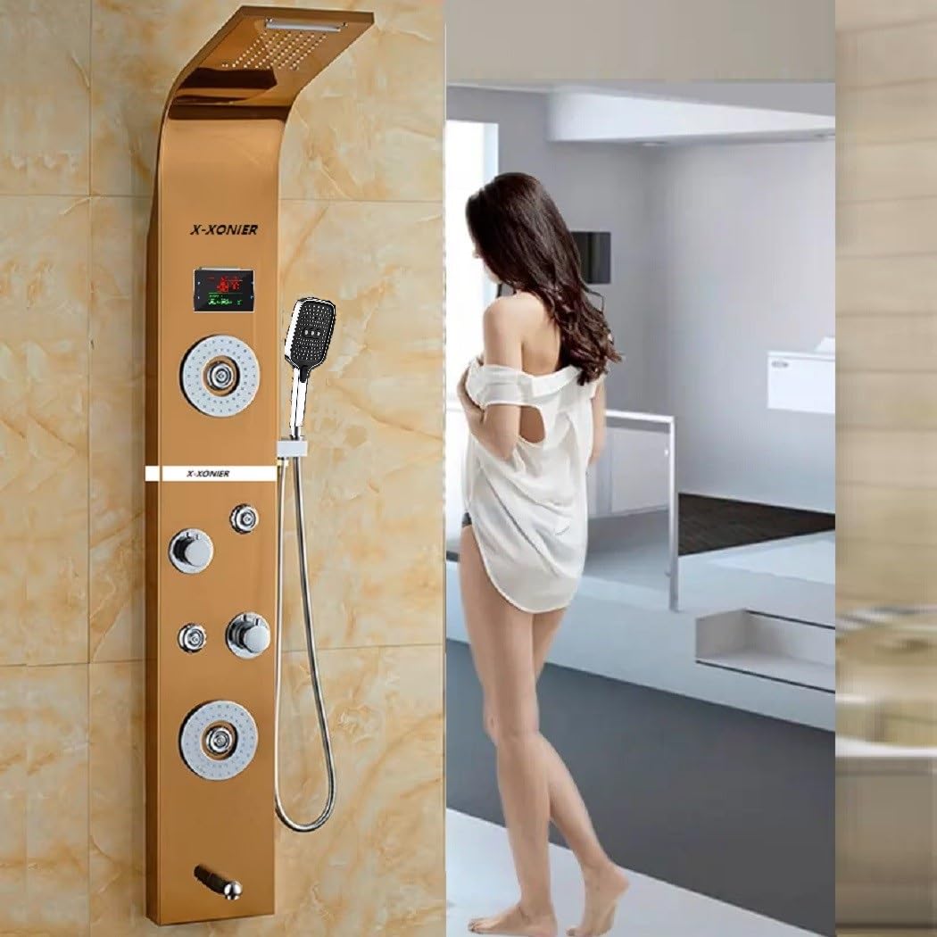 X-Xonier Stainless Steel 304 grade Shower Panel System with Rainfall & more (8001) | 7in1
