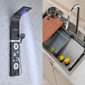 X-XONIER 304 Grade Stainless Steel 6 In 1 Shower panel and All in One Sink Combo Multifunction Handheld Mist Spray Temperature Display Black