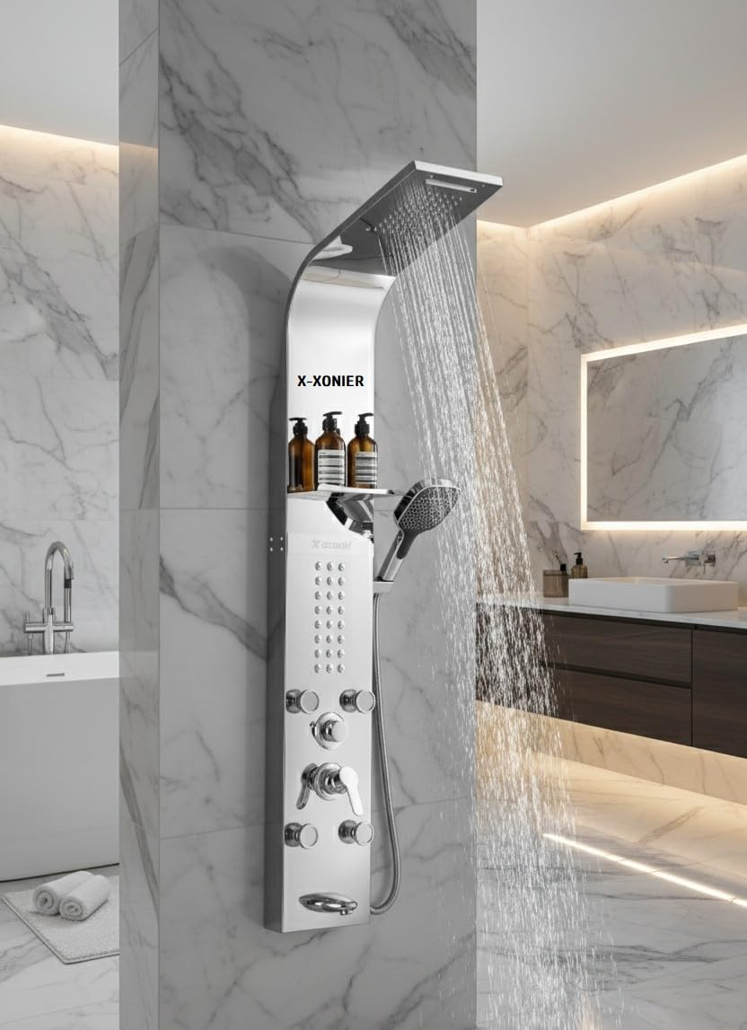 X-Xonier 304 Grade Stainless Steel Shower Panel with 6 modes | Hot & Cold Mixer (9001)
