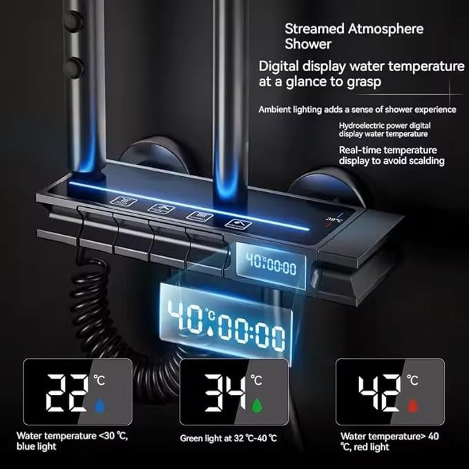 Thermostatic Shower Panel Full Set for Bathroom Shower set piano 4 in 1 Temperature Display (8008)