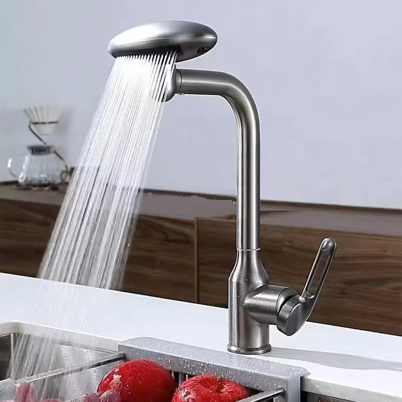 X-XONIER 5-in-1 Faucet, 360° Rotating Single Handle Hot & Cold Mixer, Long Neck for Sink Black (8010)