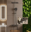 Luxury thermostat Shower set System 4in1 shower panel with large Overhead Rainfall (Panel Gray) (9003)