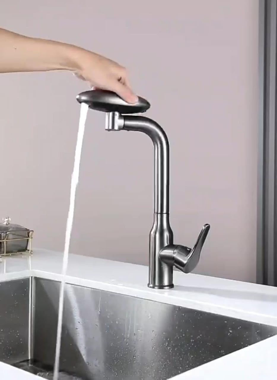 X-XONIER 5-in-1 Faucet, 360° Rotating Single Handle Hot & Cold Mixer, Long Neck for Sink Black (8010)