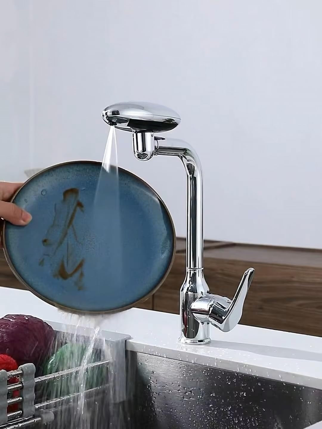 X-XONIER 5-in-1 Faucet, 360° Rotating Single Handle Hot & Cold Mixer, Long Neck for Sink Black (8010)