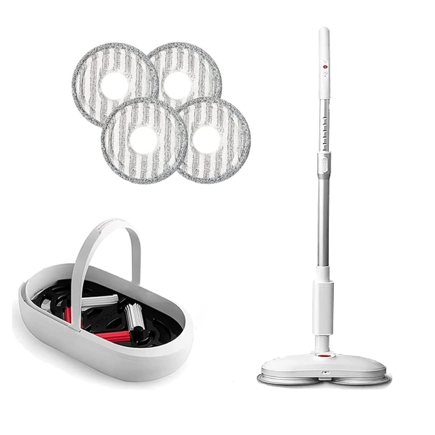 X-XONIER Smart Spin Electric Mop with Bucket & Dual Pad, Power Cleaning, Self Wash and Dry, Remote Operation, (White)
