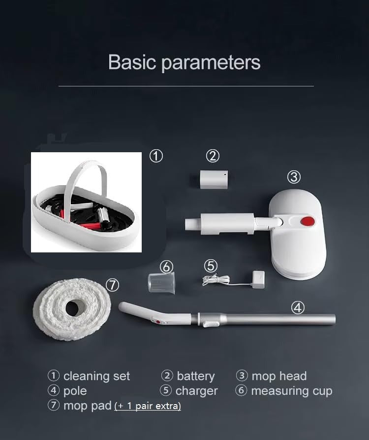 X-XONIER Smart Spin Electric Mop with Bucket & Dual Pad, Power Cleaning, Self Wash and Dry, Remote Operation, (White)
