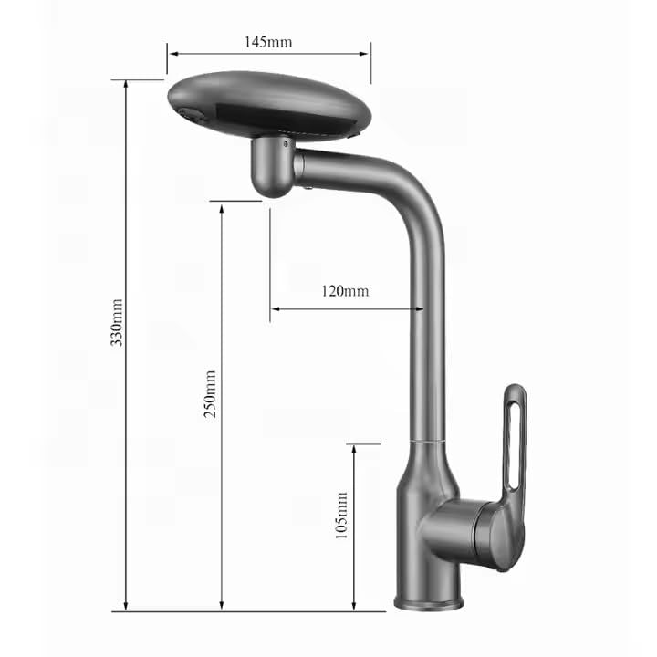 X-XONIER 5-in-1 Faucet, 360° Rotating Single Handle Hot & Cold Mixer, Long Neck for Sink Black (8010)