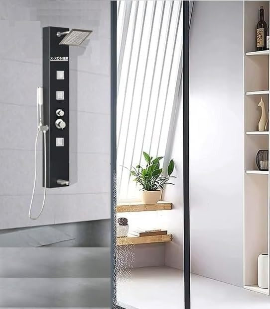 SUS 304 Stainless Steel Thermostatic Shower Panel – Multi-Function Rainfall, Waterfall & Body Jet System (8005)