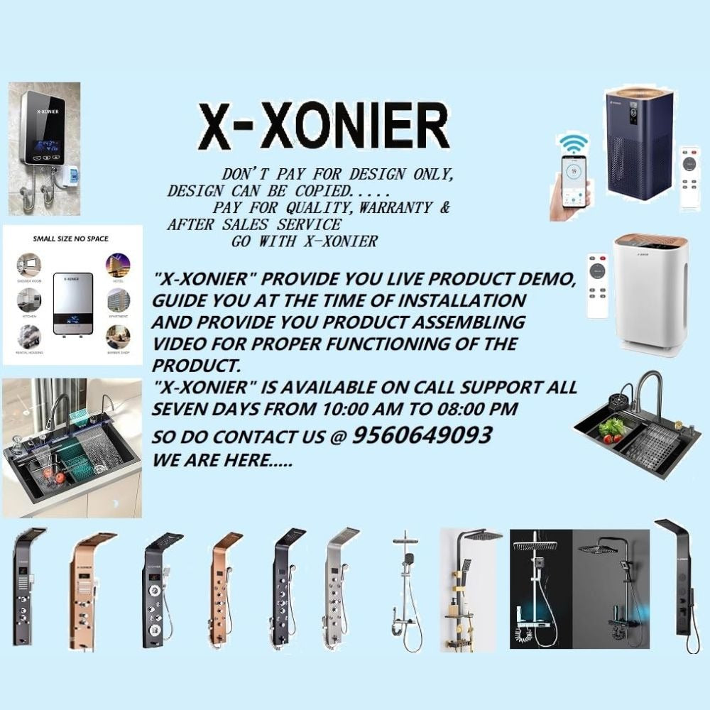 X-Xonier INSTANT WATER HEATER (GEYSER) INDIA’S First Endless HOT Water Supply no Storage Required Advance Saftey feature Touch Panel Digital Temperature Display Fast Heating (WHITE) (IG01)