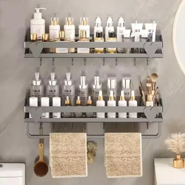 X-XONIER 304 SS Kitchen Bathroom Wall Mount Spice Rack Organizer 60cm Space-Saving Shelf, Set of 2