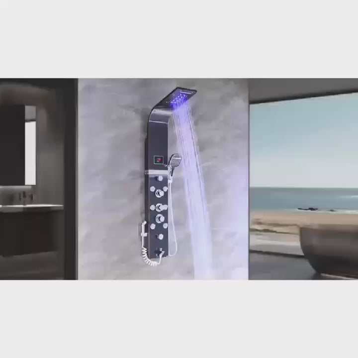 X-Xonier Smart Thermostatic Shower Panel – 8-in-1 Spa System with Rainfall (8004)